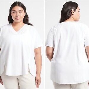 Athleta Zephyr White V-Neck Tee Top